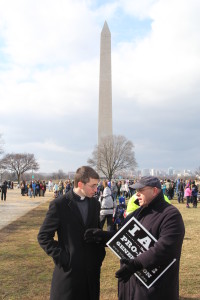 In the shadow of the Washington Monument, Fr. Joseph Scolaro and Arthur Anderson.