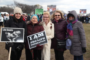 Lenore Tener, Fran Skinner, Donna McMaster, Maggie Albonetti, and Ann O'Brien at the March for Life Rally