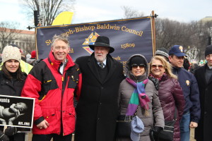 A great reunion of long-time friends and colleagues in the right-to-life movement: Art and Ann O’Brien flank Joe Scheidler (center), the world-renowned and respected pro-life leader who founded the Pro-Life Action League. For nearly forty years, Art, Joe and Ann have collaborated on pro-life efforts to save babies from abortion. Also pictured (left) Lenore Tener, Maggie Albonetti, John Russo and Fr. Joseph Scolaro.
